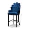 Baxton Studio Chloe Modern and Contemporary Navy Blue Velvet and Dark Brown Finished Wood 2-Piece Bar Stool Set 181-11008-Zoro - alternate 2
